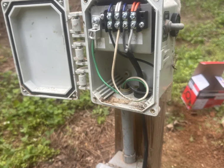 Septic float switch wiring at the alarm panel terminals in Talking Rock, GA