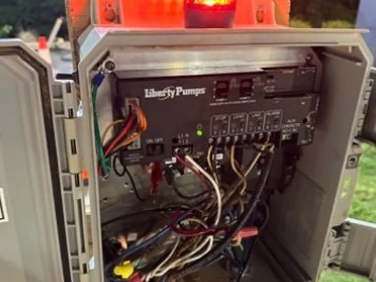 Liberty Pumps septic alarm panel diagnosed by SepticRooter™ in Talking Rock, Pickens County